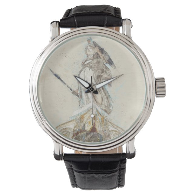 Sketch der Statue von Athena Watch - Elegantes Gri Armbanduhr (Vorderseite)