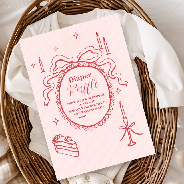 Sketch Hand Drawn Bow Babydusche Diapper Raffle Begleitkarte (Von Creator hochgeladen)