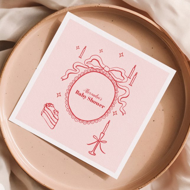 Sketch Hand Drawn Bow Babydusche Serviette (Von Creator hochgeladen)