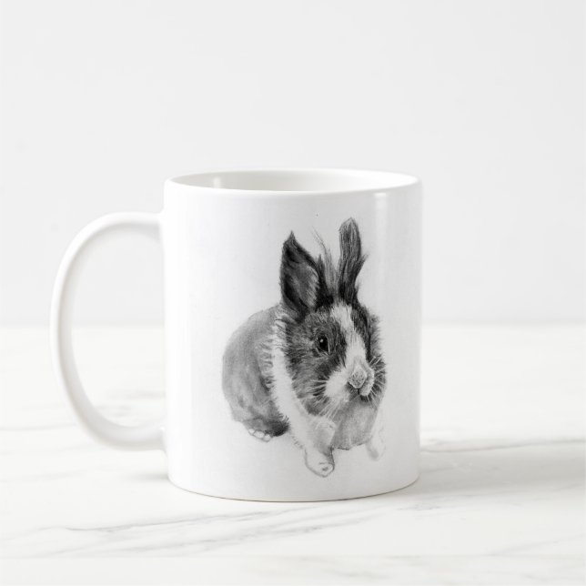"Sketch-Hase: Charmantes, von Hand gezeichnet Kani Kaffeetasse (Links)