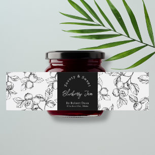 Sketch hausgemachte Blueberry-Jam-Wrap-around-Labe Wasserflaschenetikett