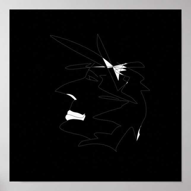 Sketch Head Weird Face Wild Hairstyle Poster (Vorne)