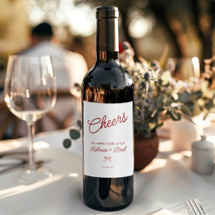 Sketch-Hochzeit von Rot und Weiß Weinetikett