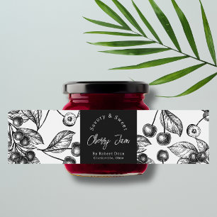 Sketch Homemade Cherry Jam Wrap-around Label Wasserflaschenetikett