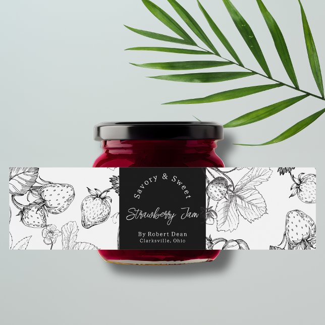 Sketch Homemade Strawberry Jam Wrap-around Label Wasserflaschenetikett (Von Creator hochgeladen)