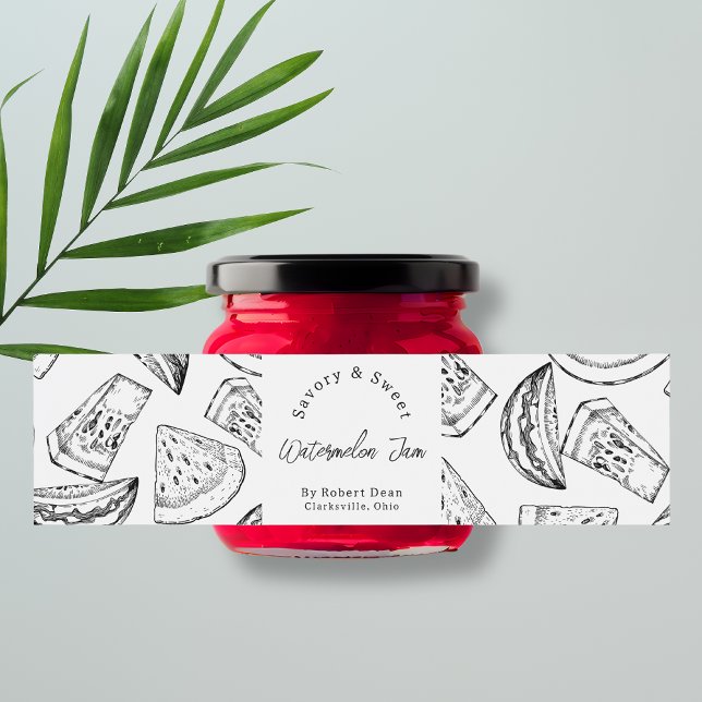 Sketch Homemade Watermelon Jam Wrap-around Label Wasserflaschenetikett (Von Creator hochgeladen)
