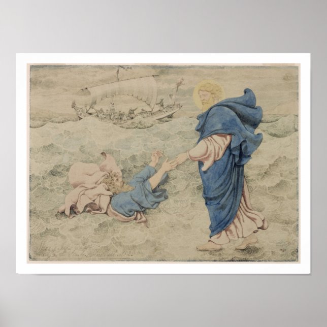 Sketch of Christ Walking on Water Poster (Vorne)