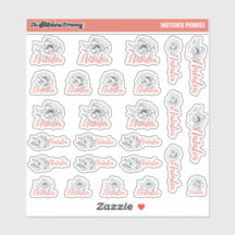 Sketch-Peonies-Individuelle Name-Labels | Schule