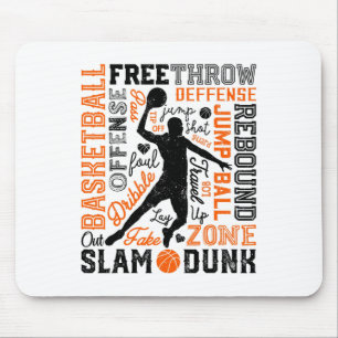 Sketch Player Slam Dunk Typografie Word Art Vintag Mousepad