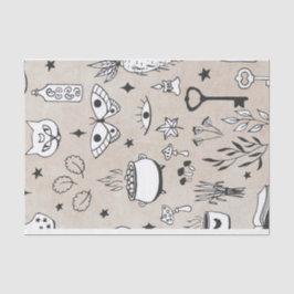 Sketch-Schmetterling-Katzenflasche Blätter Sternen Seidenpapier