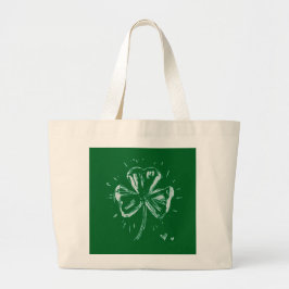 Sketch Shamrock – Hand-Drawn Irish Clover Design Jumbo Stoffbeutel