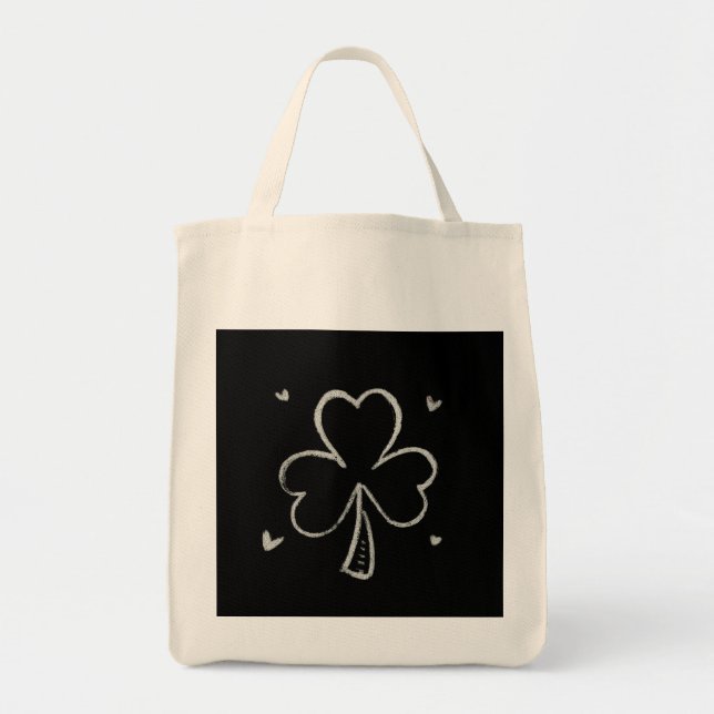 Sketch Shamrock – Hand-Drawn Irish Clover Design Tragetasche (Vorne)