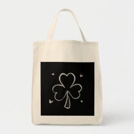 Sketch Shamrock – Handgezeichnetes Irisches Kleebl Tragetasche