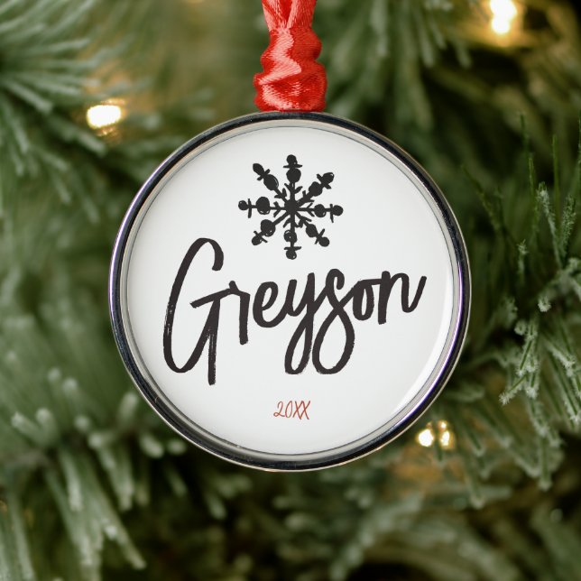 Sketch Snowflake Individuelle Name Weihnachten Ornament Aus Metall (Baum)