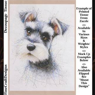 Sketch Style Cute Schnauzer Dog EW4L Decoupage Seidenpapier