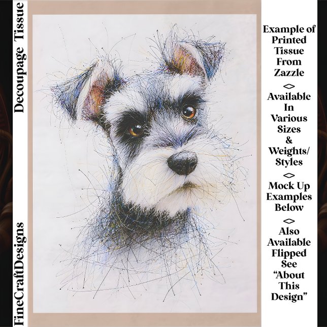  Sketch Style Cute Schnauzer Dog EW4R Decoupage Seidenpapier (Von Creator hochgeladen)