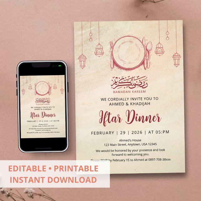 Sketch Style Ramadan Iftar Dinner Invitation Einladung (Von Creator hochgeladen)