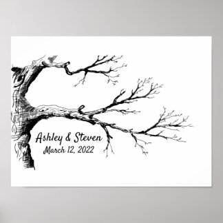 Sketch Thumbprint Tree Guest Book Poster