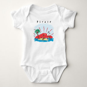 Sketch Treasure Island & Pirate Ship Baby Bodysuit Strampler