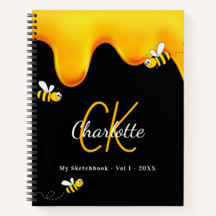 Sketchbook bienen schwarzen Honig Tropfen Monogram Notizbuch