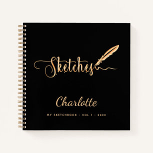 Sketchbook Black Gold Stift Notizbuch