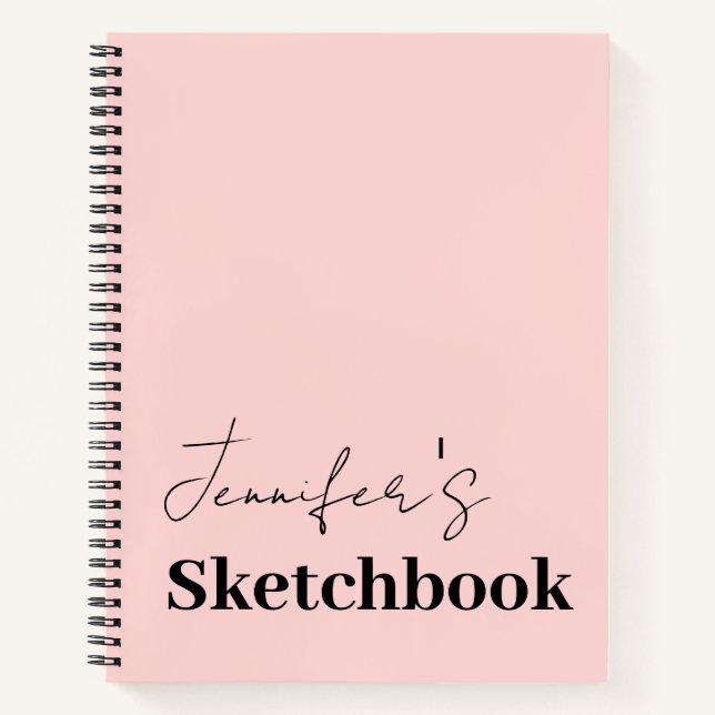 Sketchbook Blindpink Schwarz Personalisiert Notizbuch (Vorderseite)