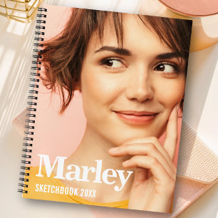 Sketchbook Custom Foto Niedlich White Monogram Nam Notizbuch