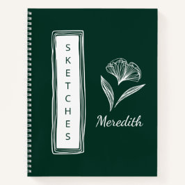 Sketchbook Emerald Green Personalisiert Floral Notizbuch