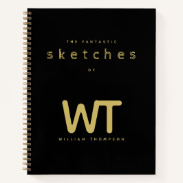 Sketchbook für personalisierte Schwarze-Gold-Initi Notizbuch