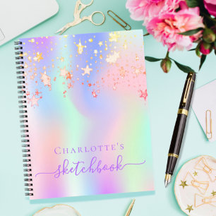 Sketchbook holografisches Einhorn rosa Regenbogen Notizbuch