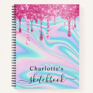 Sketchbook Holographic Pink Tropfens Girl Notizbuch