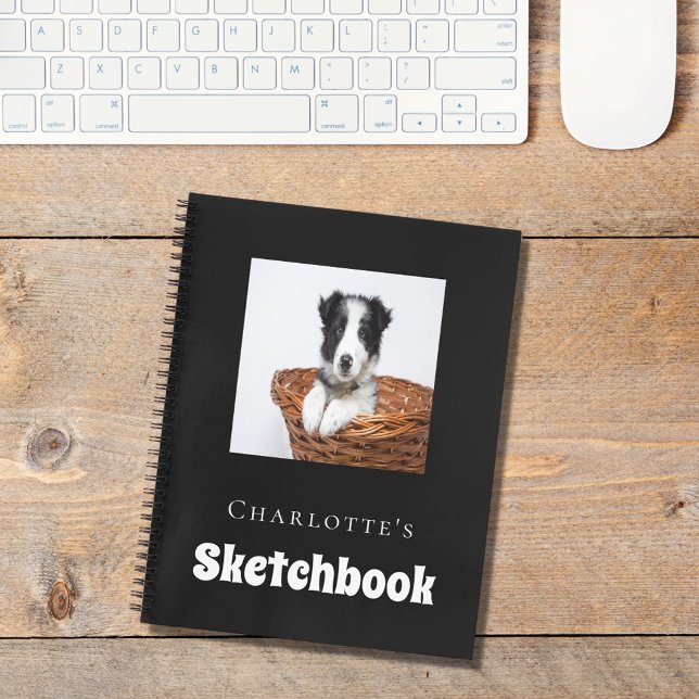 Sketchbook-Hunde-Foto-Skript Schwarz-weiß Notizbuch (Von Creator hochgeladen)