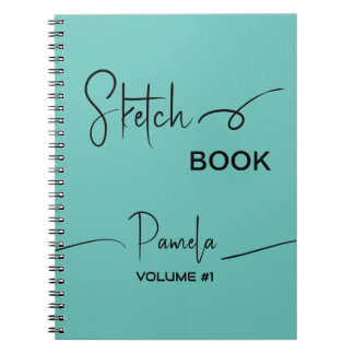 Sketchbook Ihr Name Script Aquamarin blau Notizblock