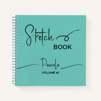 Sketchbook Ihr Name Script Aquamarin blau Notizbuch