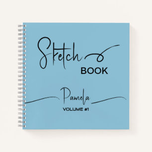 Sketchbook Ihr Name Script Aquamarin blau Notizbuch