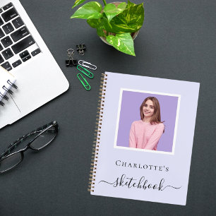 Sketchbook lavender violett Foto typografie Notizbuch