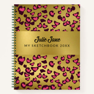 Sketchbook leopard Muster smaragdgrün Pink Gold No Notizbuch