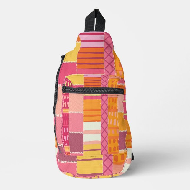 Sketchbook Marks-Textured Multicoloured Stripes Crossbody Bag (Vorderseite)