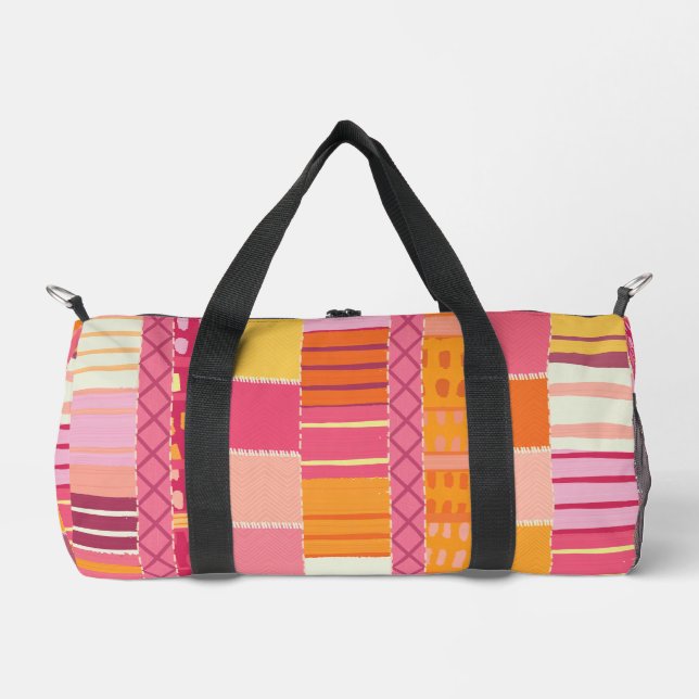 Sketchbook Marks-Textured Multicoloured Stripes Duffle Bag (Vorderseite)