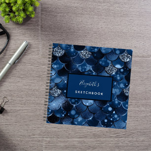 Sketchbook mermaid-Skala - blauer Name Notizbuch