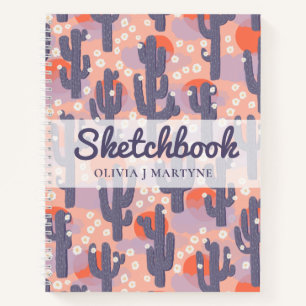 Sketchbook Modern Cactus Personalisiert Notizbuch
