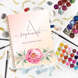 Sketchbook Monogramm Rose Gold Rosa Glitzer Girl Notizbuch