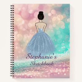 Sketchbook Pastel Gradient Glitter Rainbow Bokeh Notizbuch