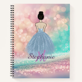 Sketchbook Pastel Gradient Glitter Rainbow Bokeh Notizbuch