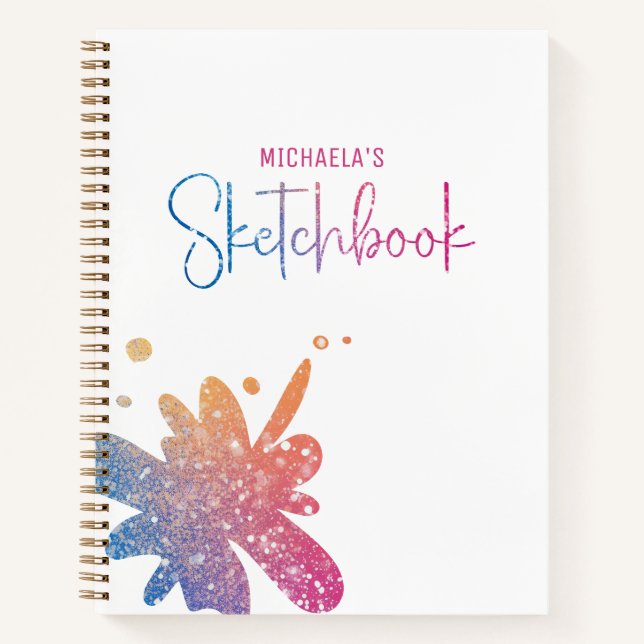 Sketchbook Rainbow Glitzer Spritzer Notizbuch (Vorderseite)