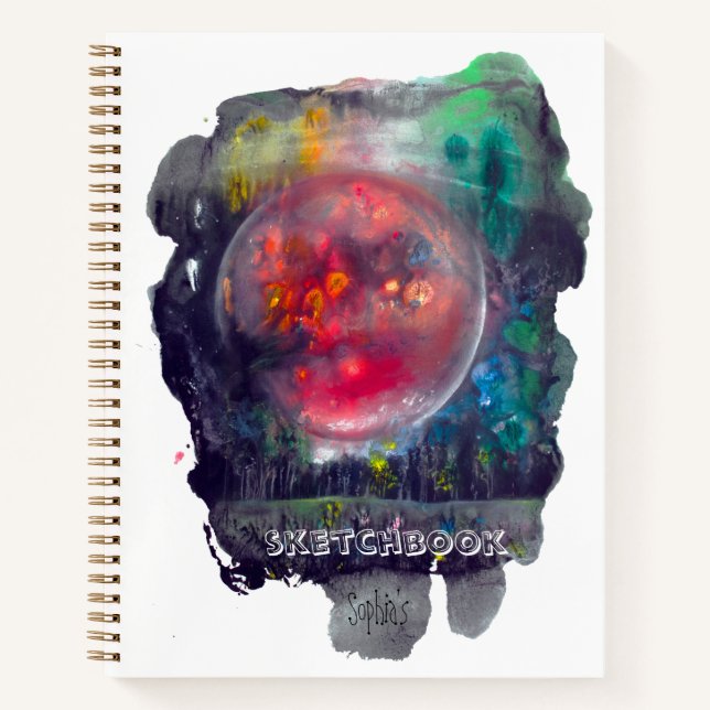 Sketchbook Red Planet Space Modern Notizbuch (Vorderseite)