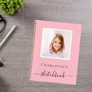 Sketchbook Rosa Foto Kinder Typografie Notizbuch