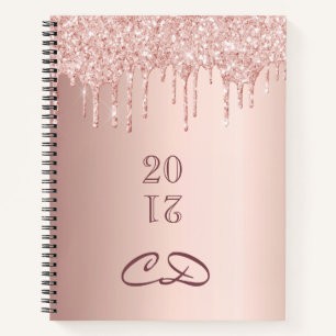 Sketchbook Rose Gold Glitzer Monogramm Initialen Notizbuch