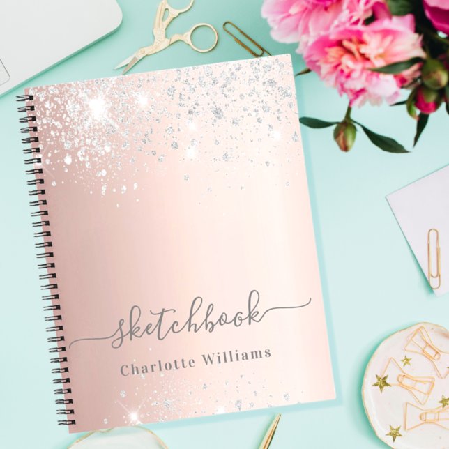 Sketchbook Rose Gold Silbername Glitzern Notizbuch (Von Creator hochgeladen)
