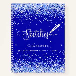 Sketchbook royblau Konfetti Namensschrift Notizbuch
